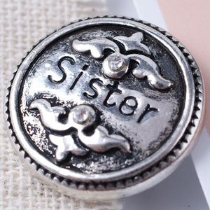 Snap Button Jewelry Antique Silver Sister